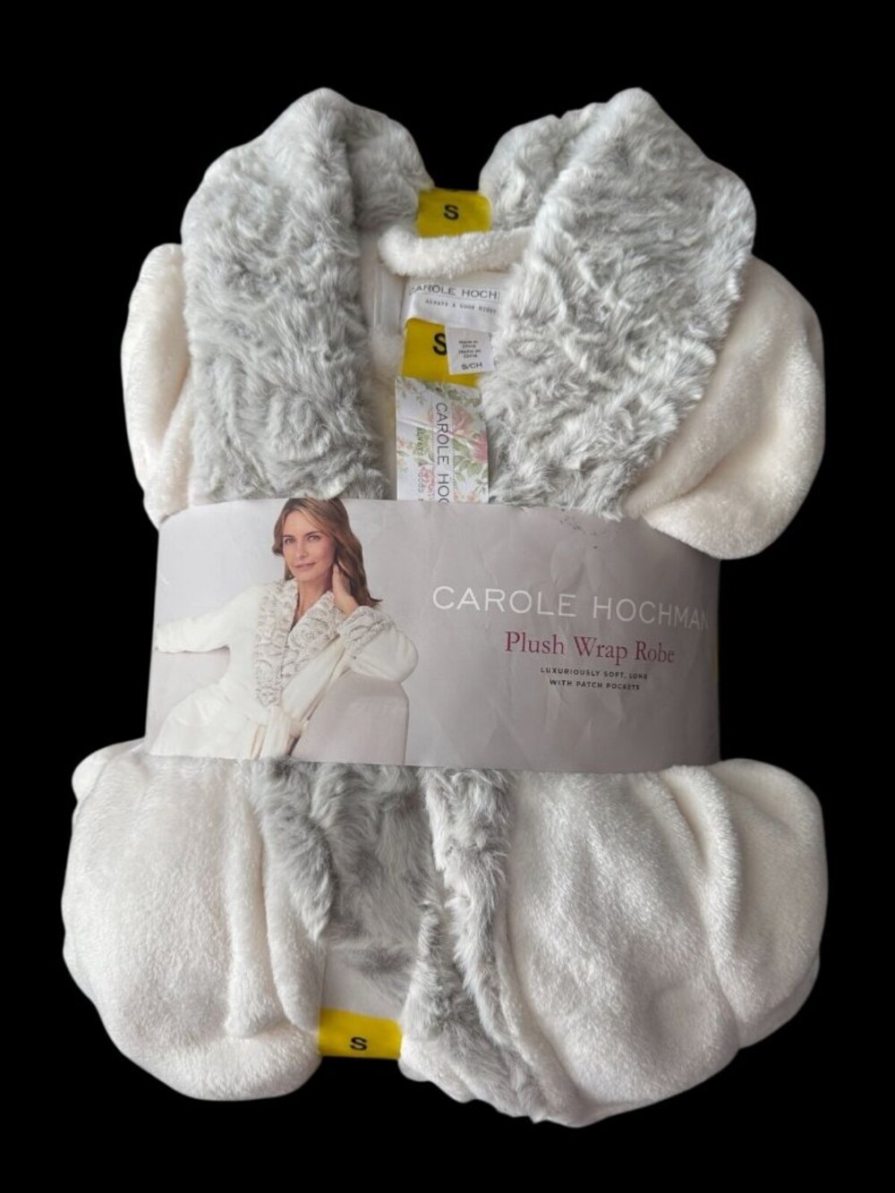 NWT Carole Hochman Plush Wrap Robe Luxuriously Soft Faux Fur Ivory Small Pockets - Picture 2 of 7